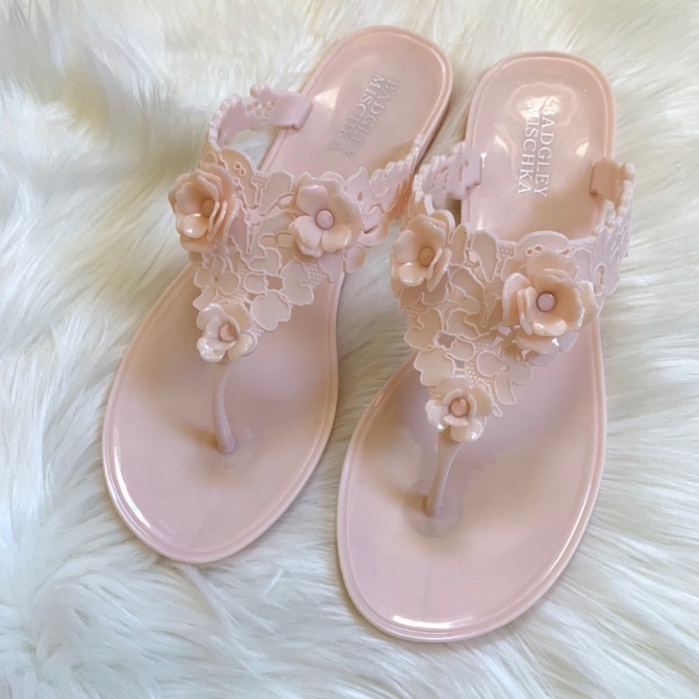 Badgley Mischka Light Pink Bali Jelly Flip Flops - Picture 6 of 8